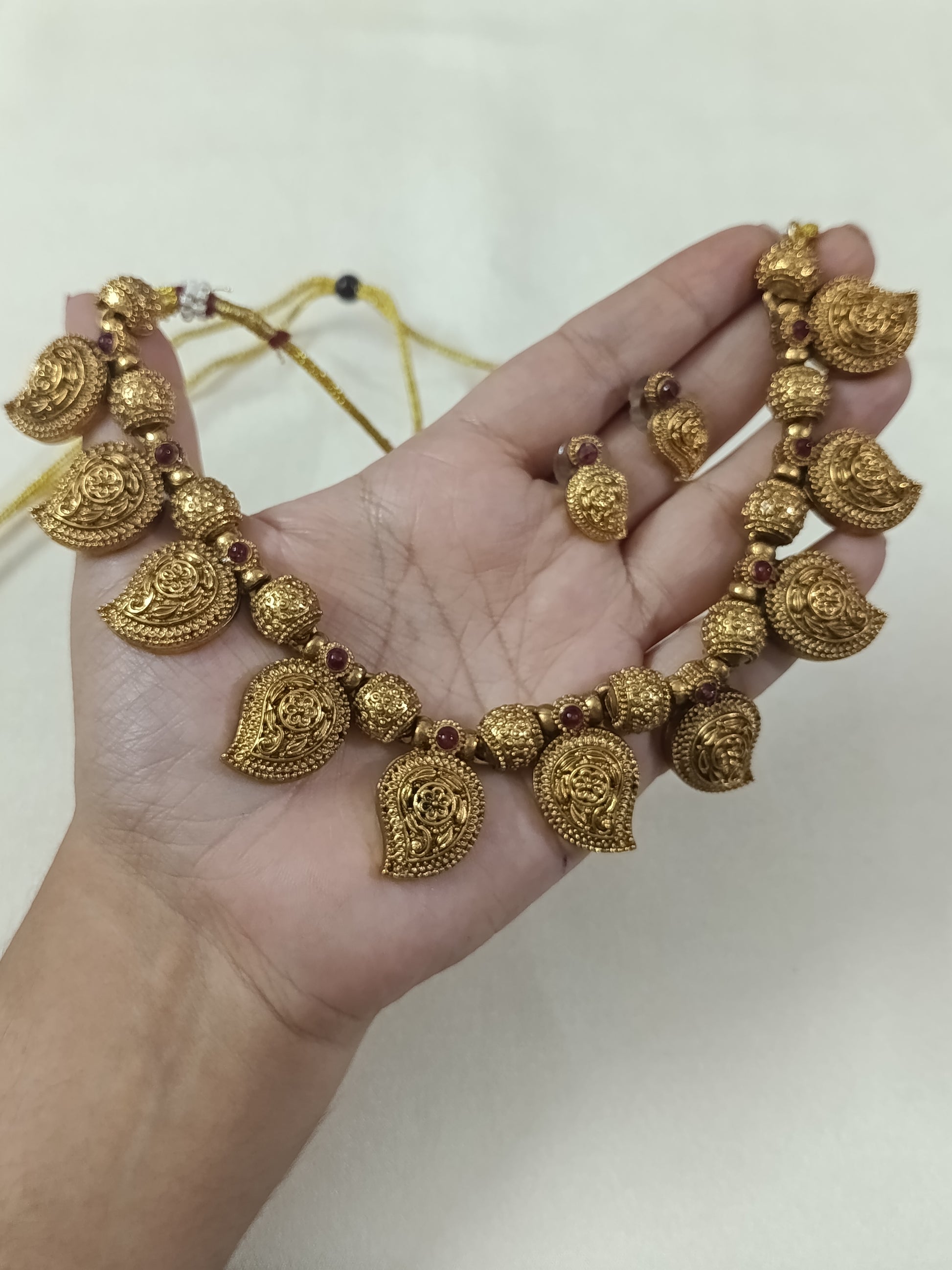 Matte Finish Mango Necklace Set