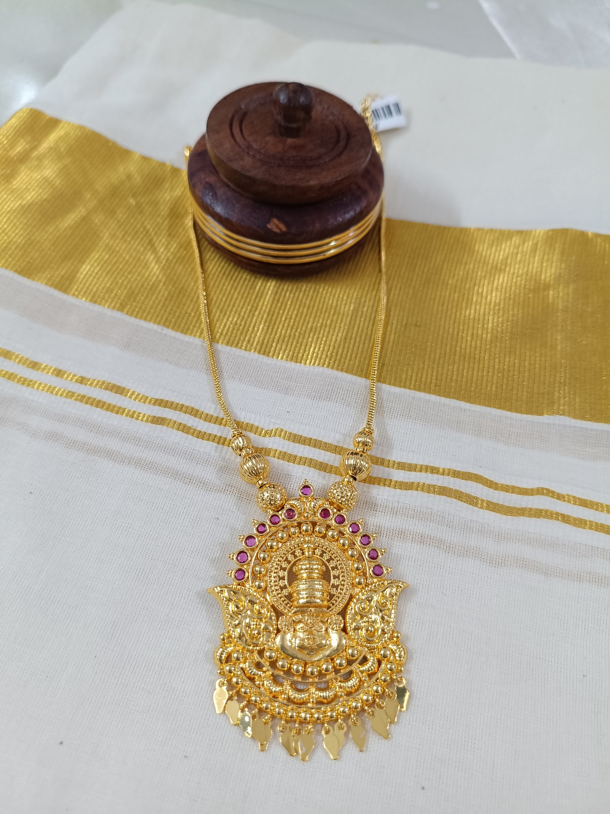 Micro Polish Kathakali Pendant Mid Long Necklace