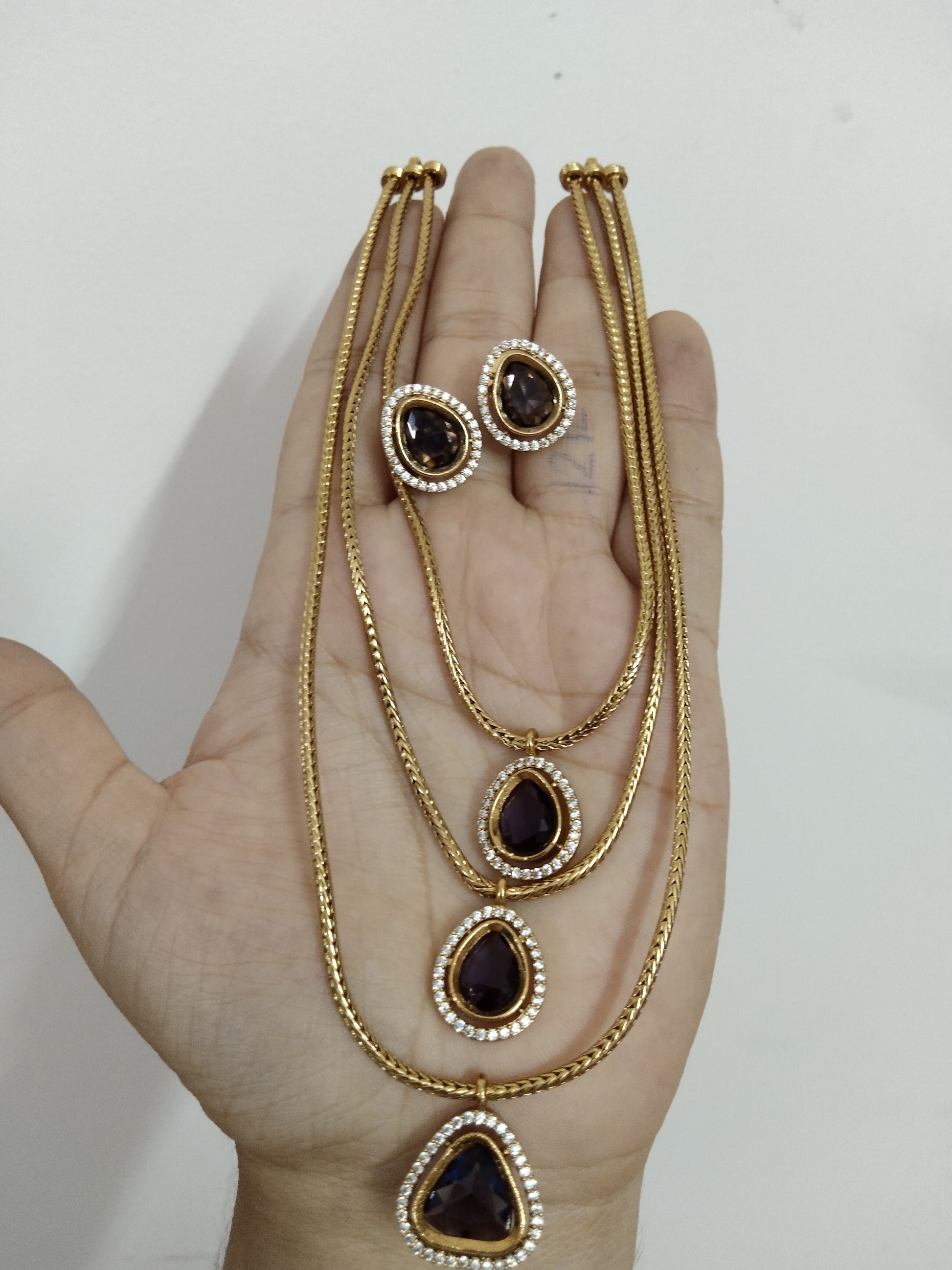 3 Layer AD Pendant Necklace Set