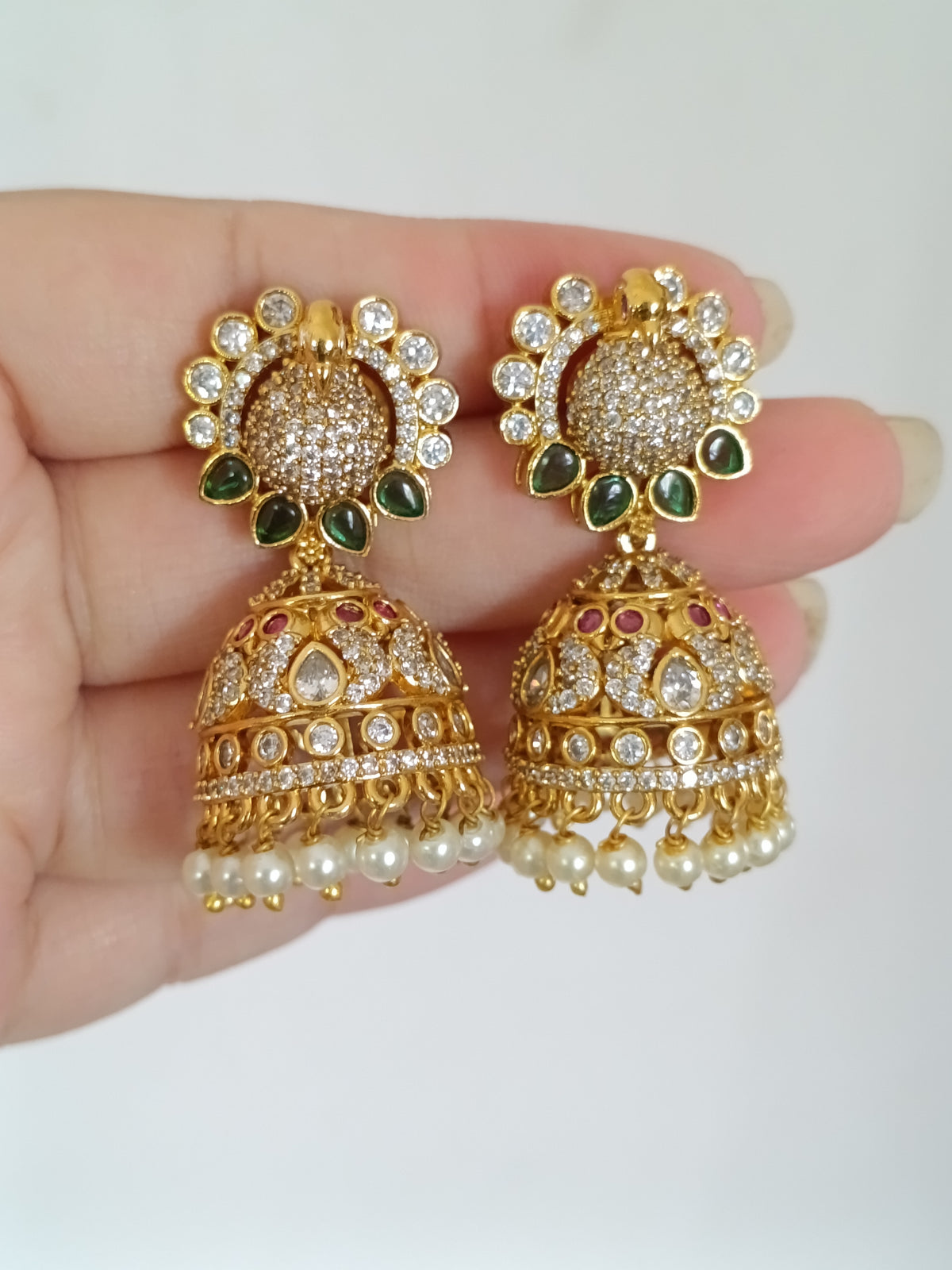 AD Peacock Jhumka Earrings
