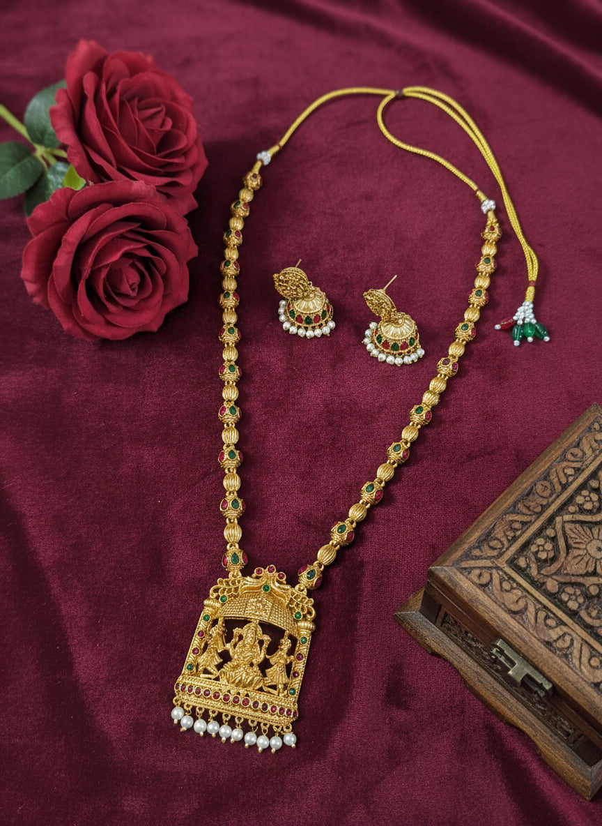 Temple Lakshmi Long Necklace Set V2