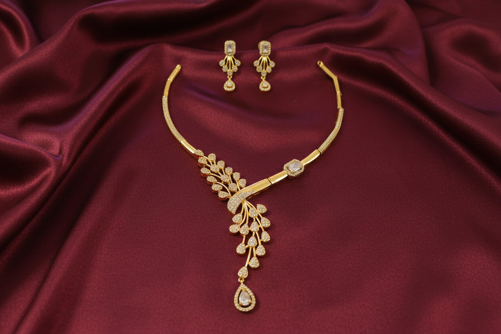 AD Floral Creeper Necklace Set V3