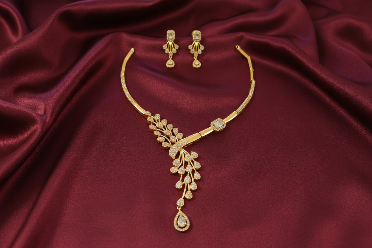 AD Floral Creeper Necklace Set V3