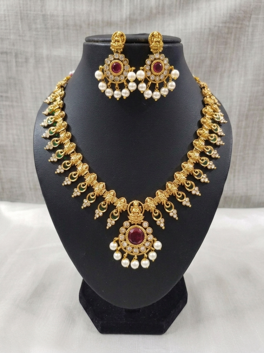 AD Lakshmi Necklace Set V163