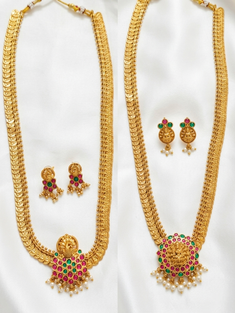 Changeable Pendant Coin Long Necklace Set