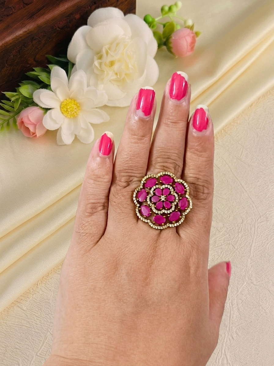 AD Flower Adjustable Finger Ring V1