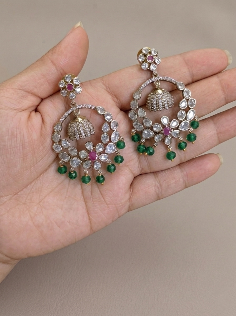 Silver Polish Chandbali Earring
