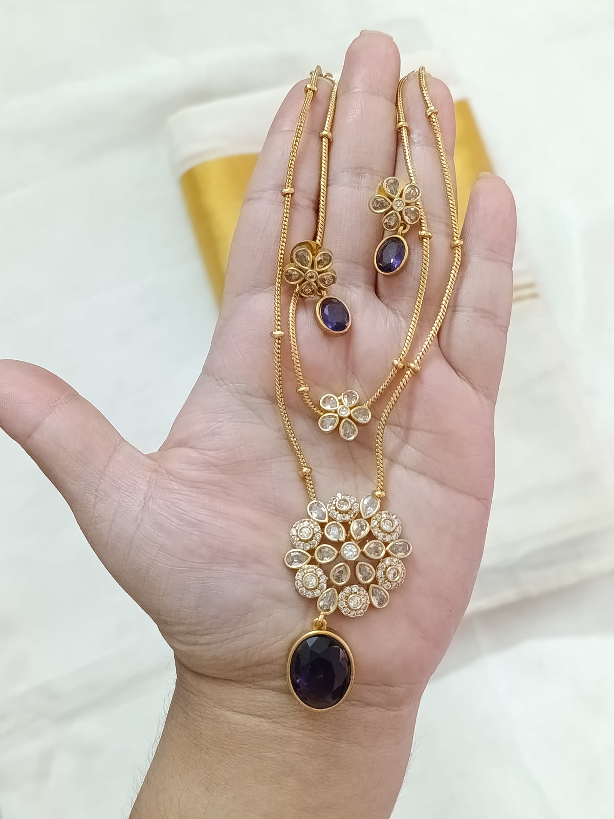 2 Layer AD Pendant Long Necklace Set V2