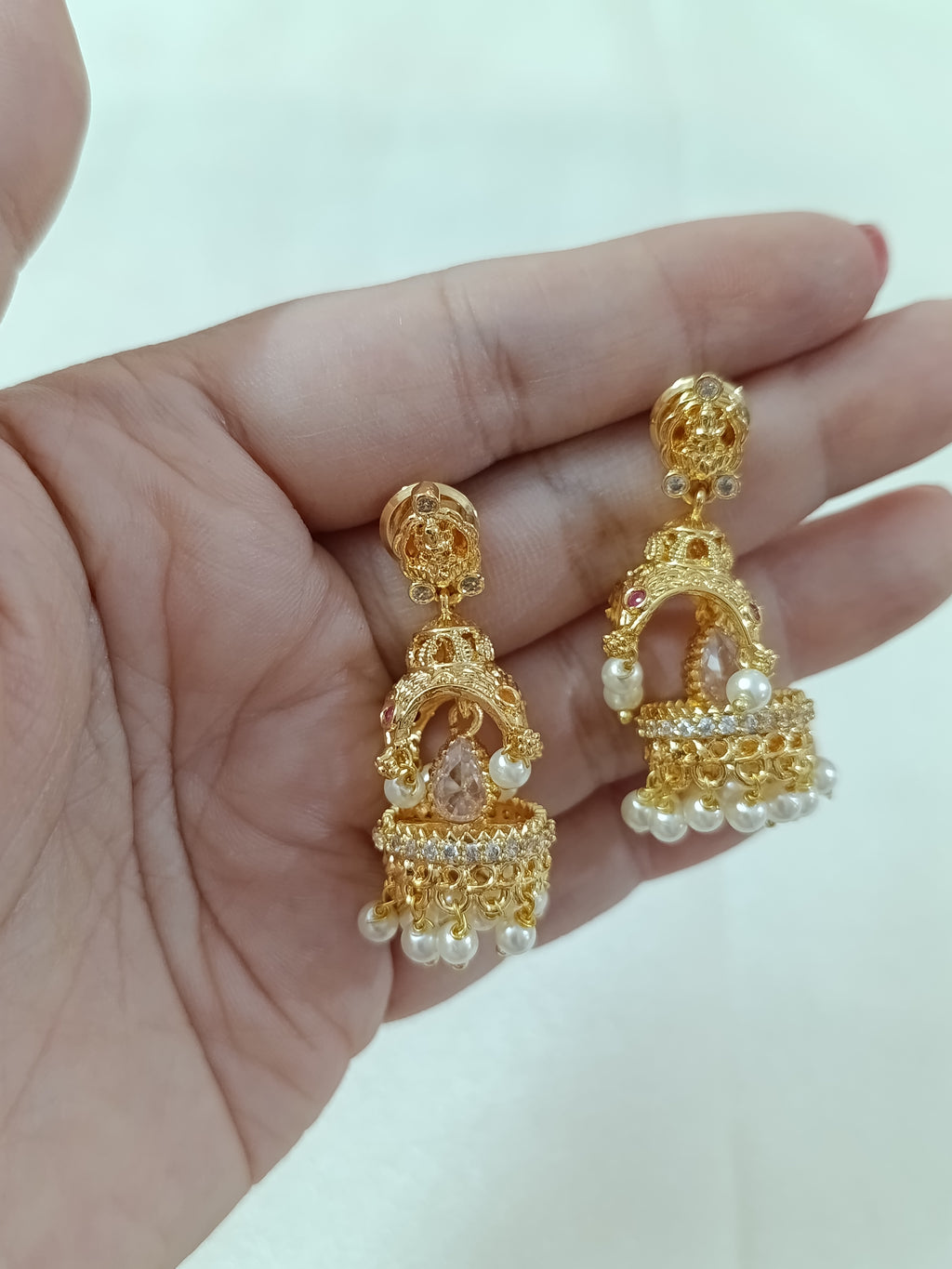 Small Temple Jhumka Earring Set