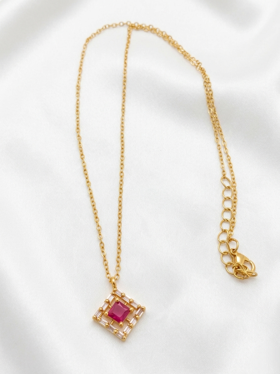 AD Square Pendant Necklace Set