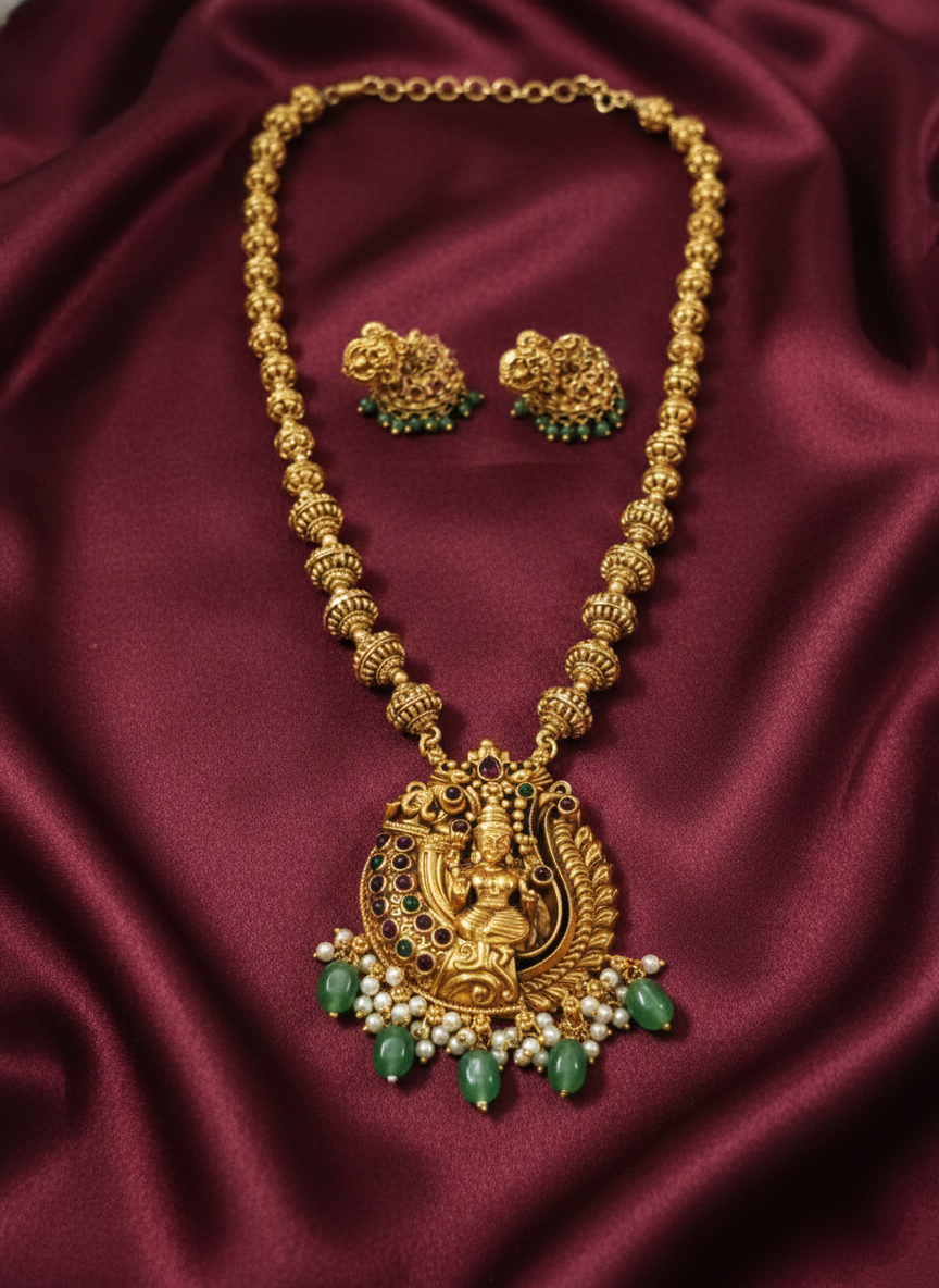 Lakshmi Mid Long Necklace Set V10