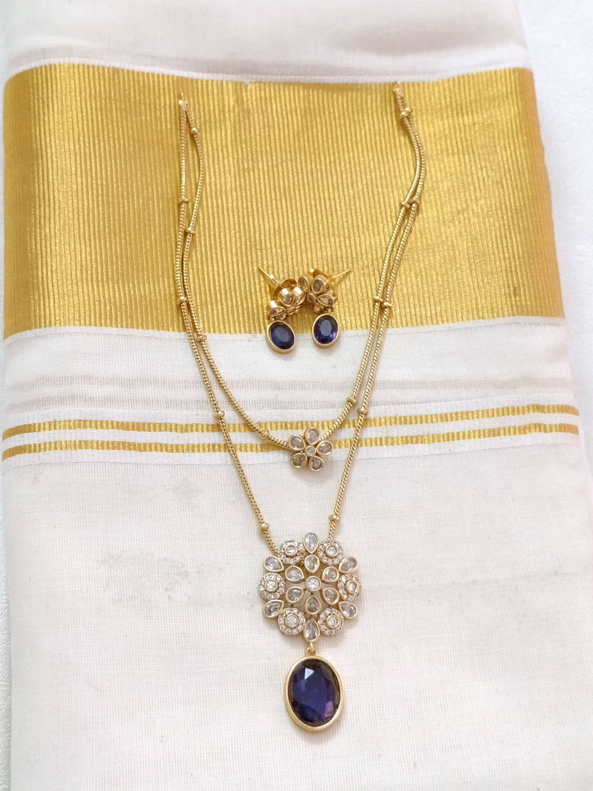 2 Layer AD Pendant Long Necklace Set V2