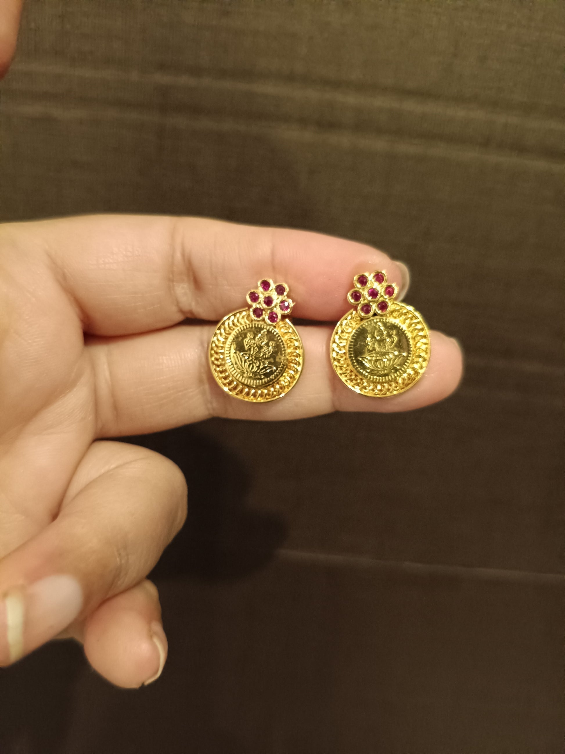 Micro Polish Lakshmi Coin Earring