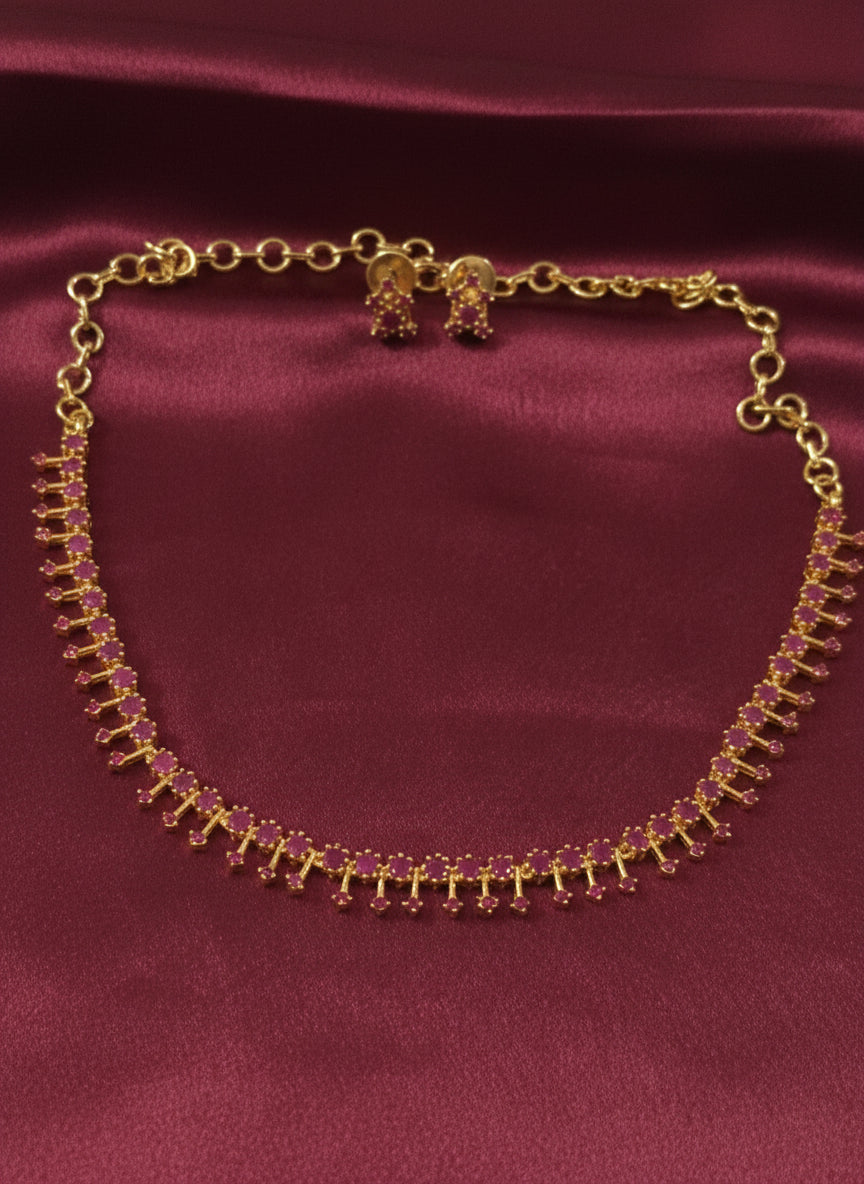 Micro Polish Simple AD necklace set with back chain