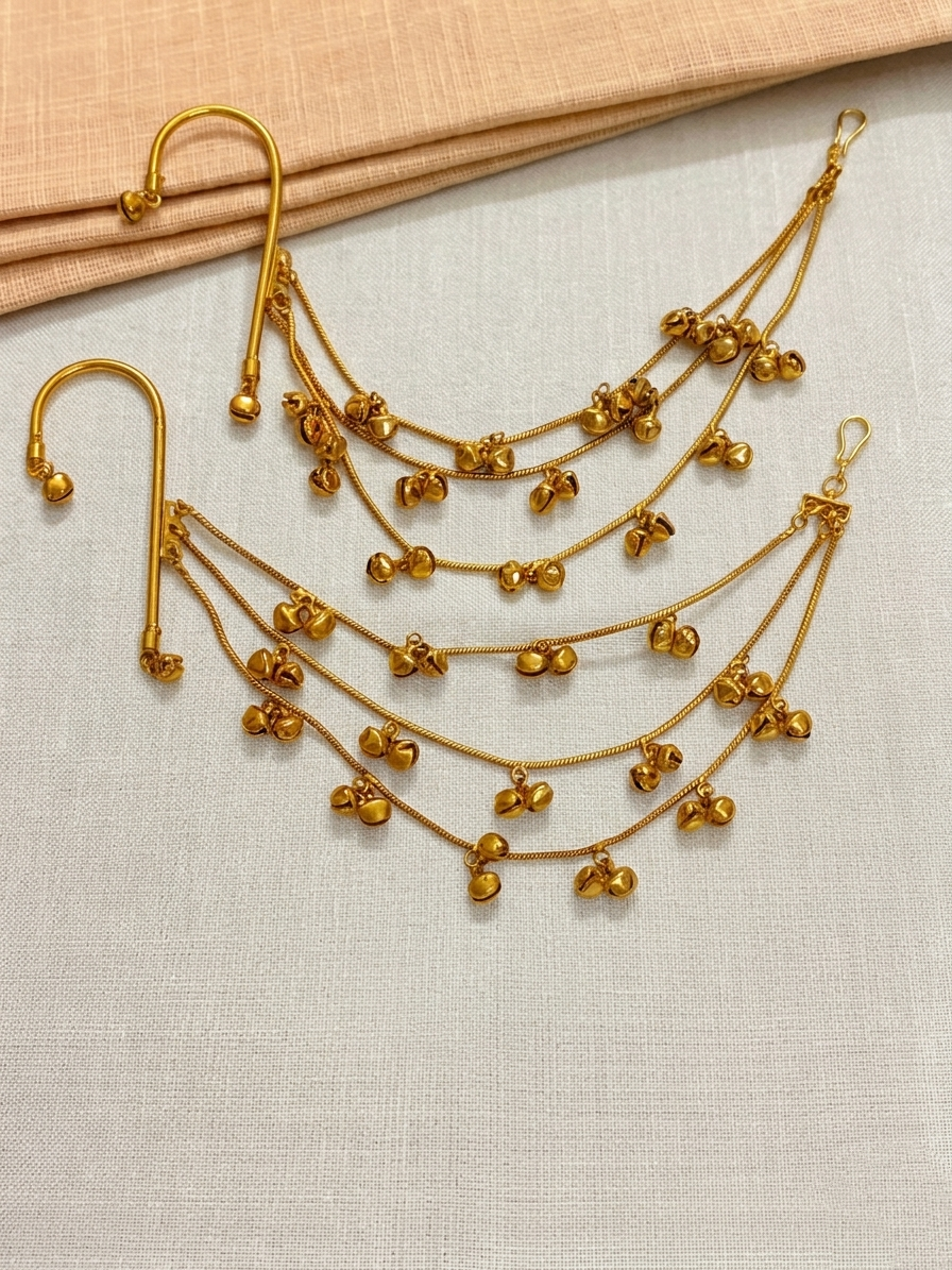 3 Layer Ghungroo Earcuff Ear chain