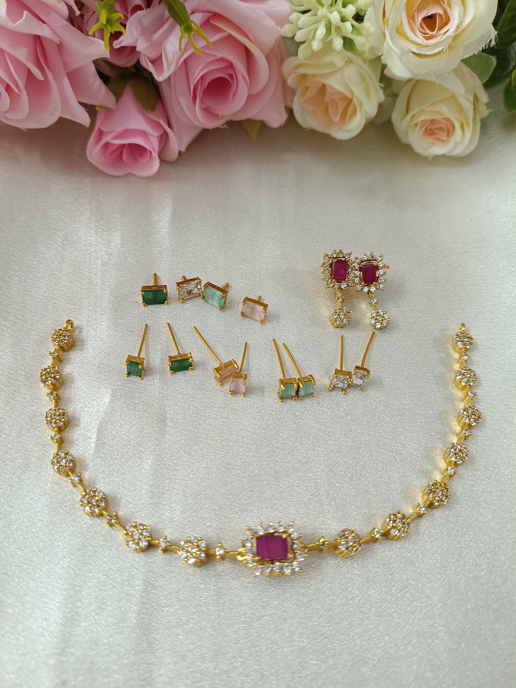 Changeable AD Stone Necklace Set V9