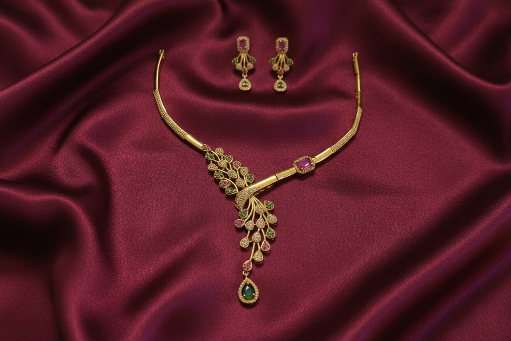 AD Floral Creeper Necklace Set V3