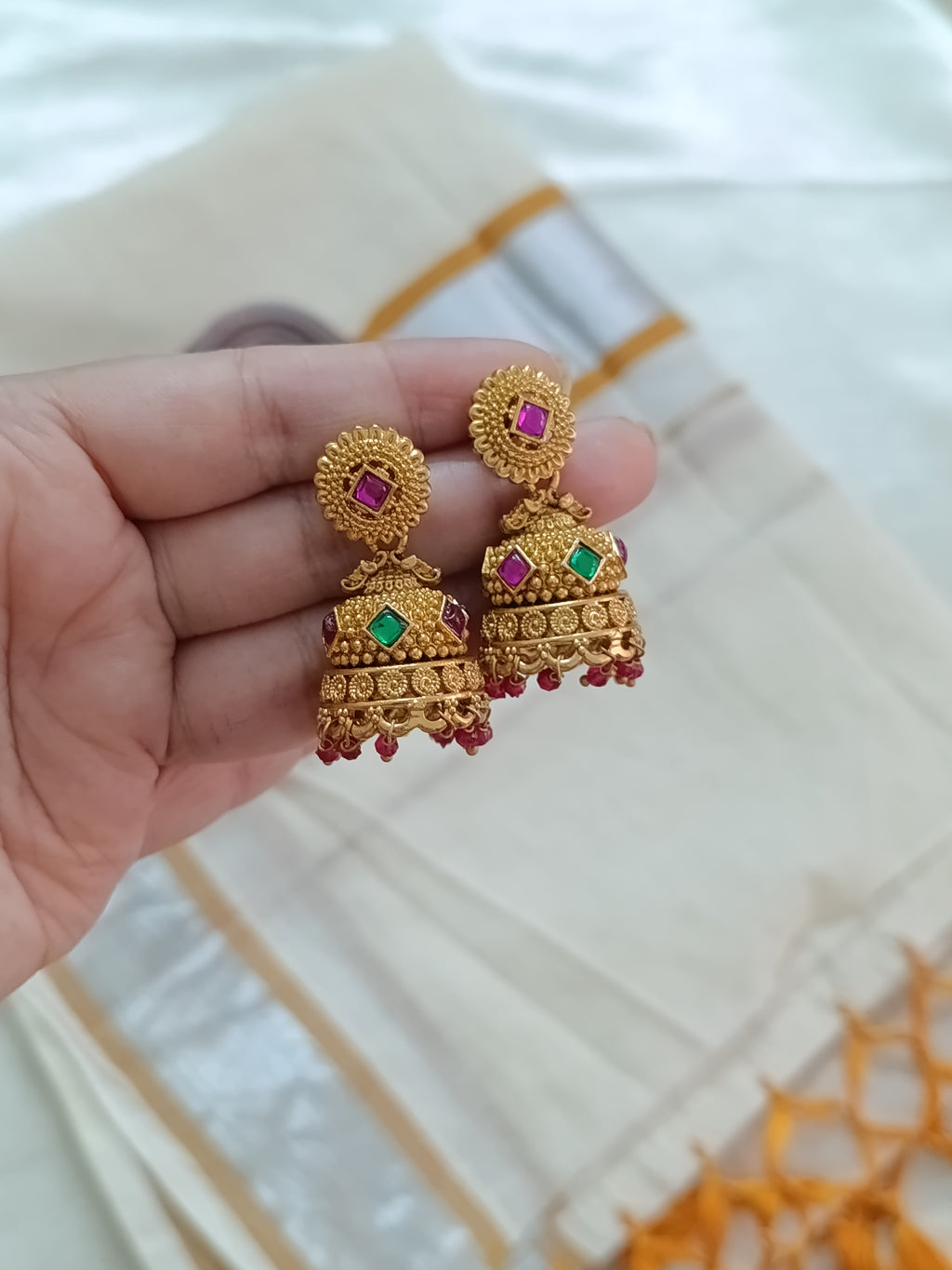 Matte Finish Non Idol Jhumka Earring V3