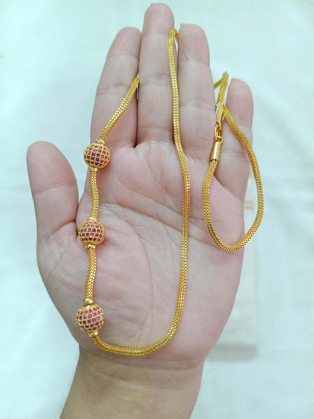 Micro Polish Ball Mugappu Chain
