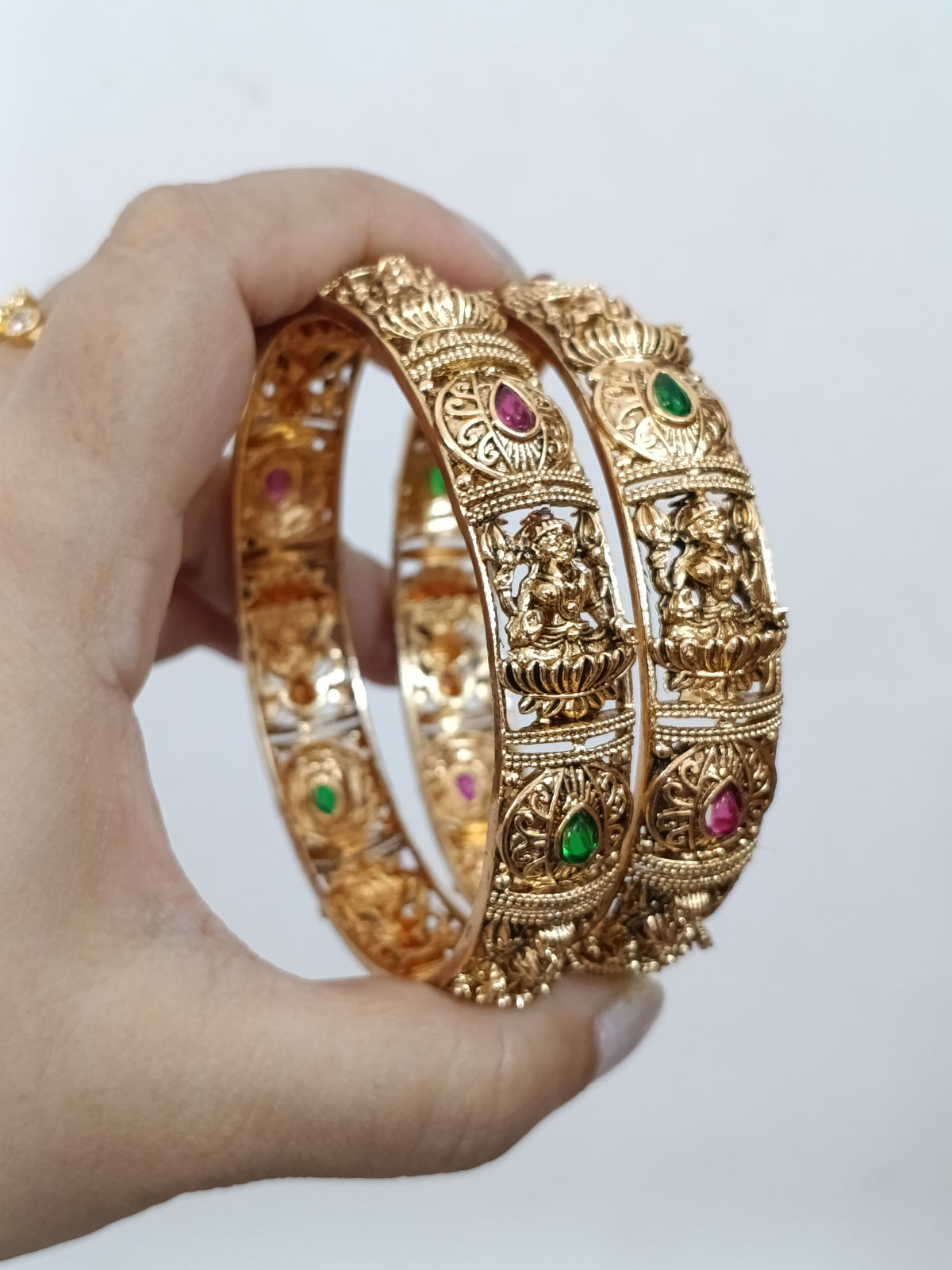 Matte Finish Lakshmi Bangle Set of 2 V4