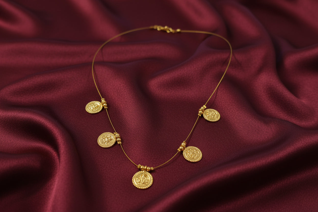 Lakshmi Coin Invisible Necklace Set