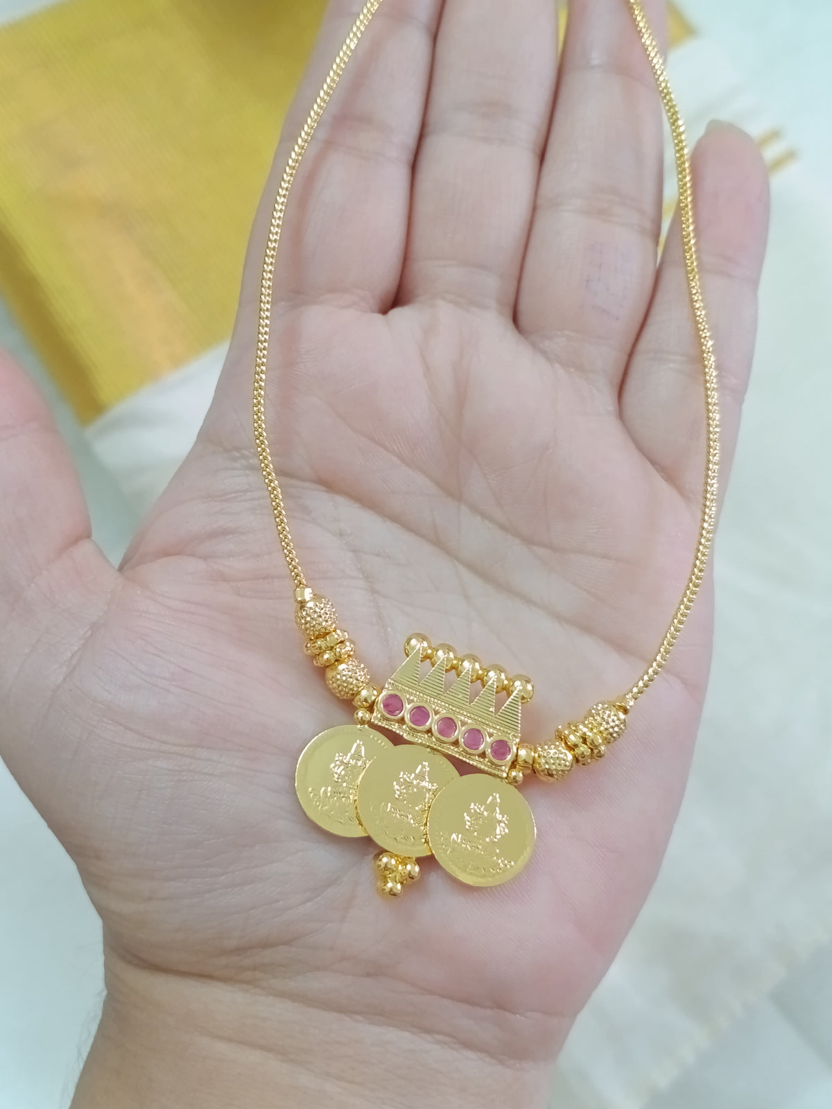 Micro Polish Coin Pendant Necklace Set