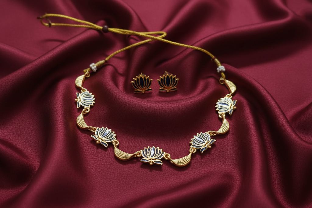 Simple Lotus Halfmoon Necklace