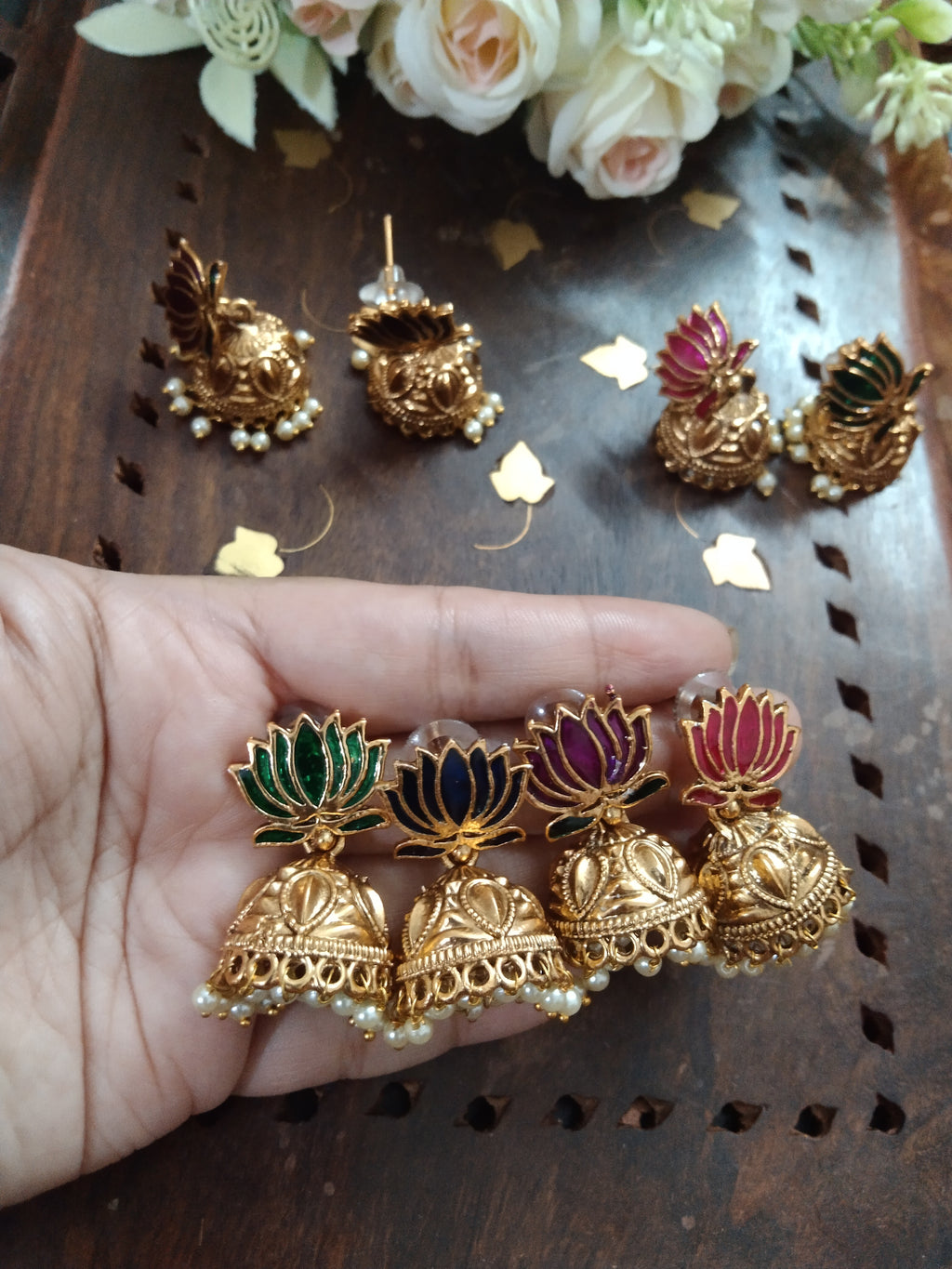 Lotus Jhumka Earring