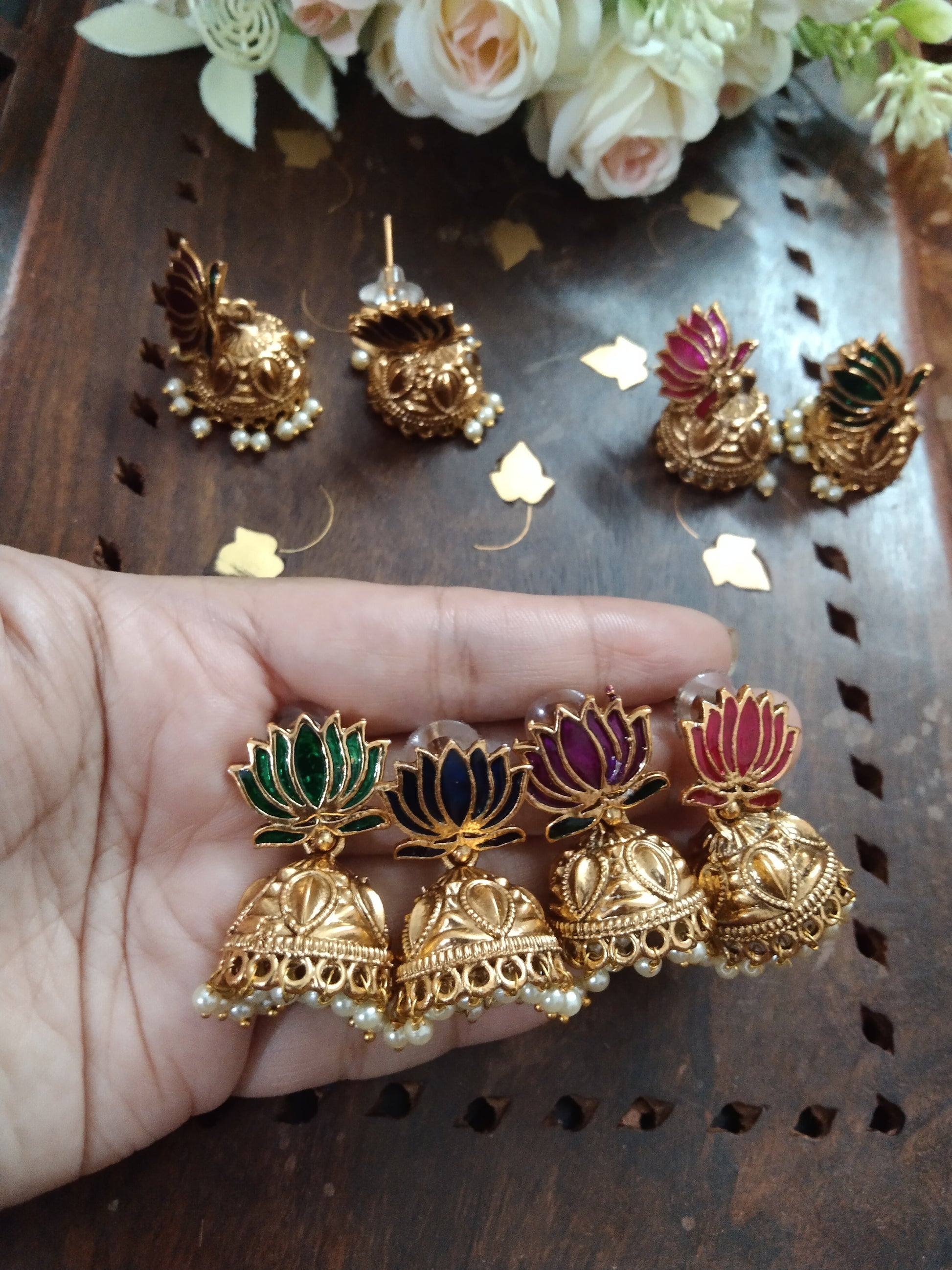 Lotus Jhumka Earring