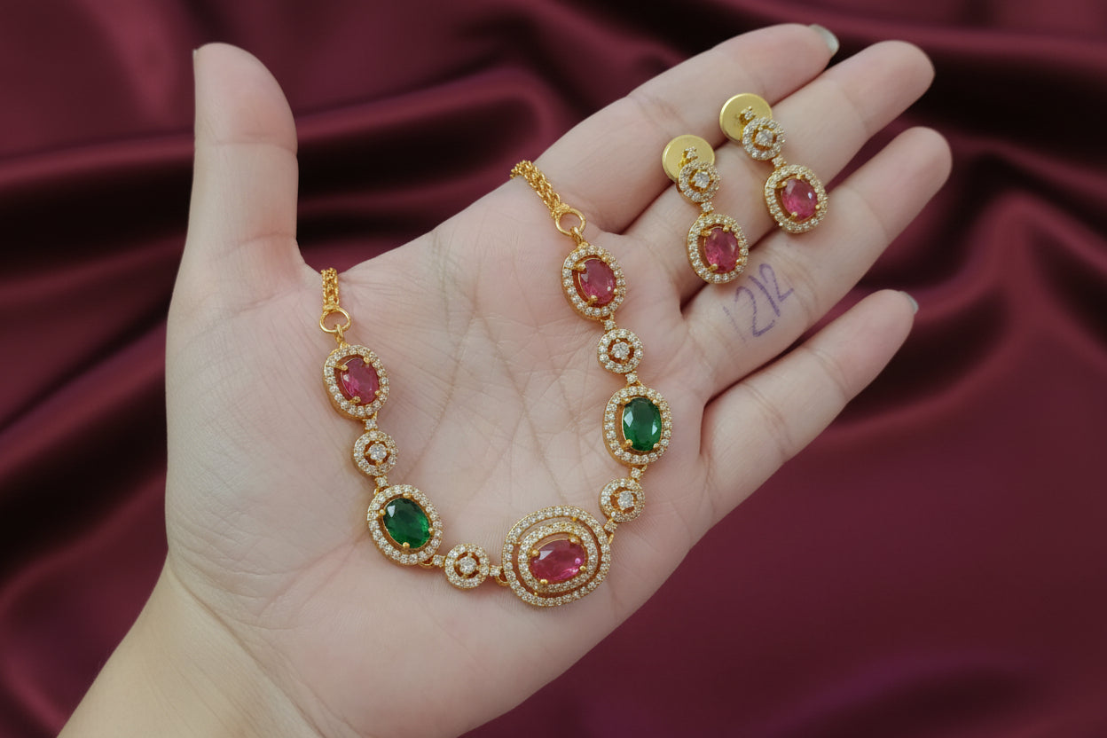 AD Stone Necklace Set V41