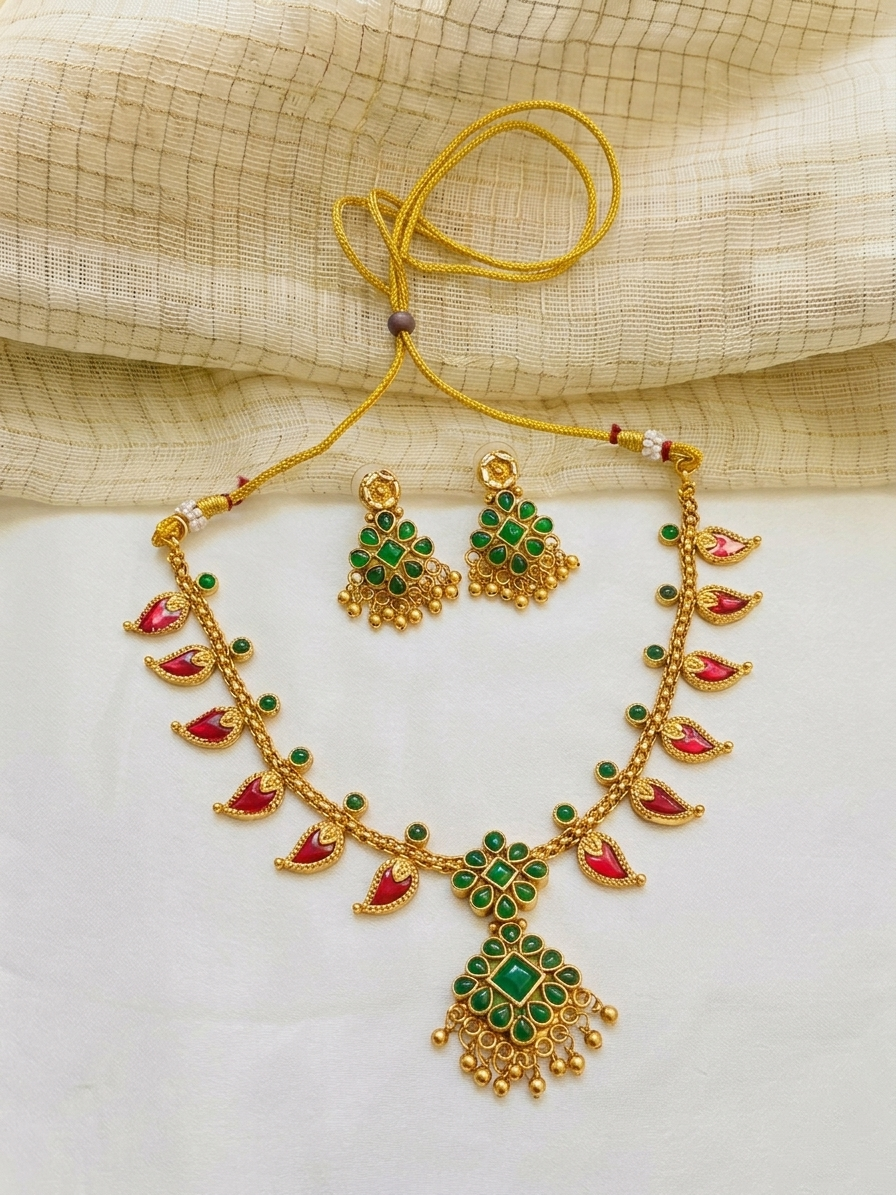 Fusion Palakka Mango Necklace Set