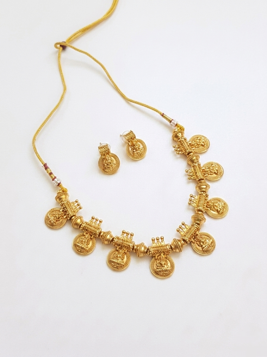 Traditional Lakshmi Coin Necklace Set V2