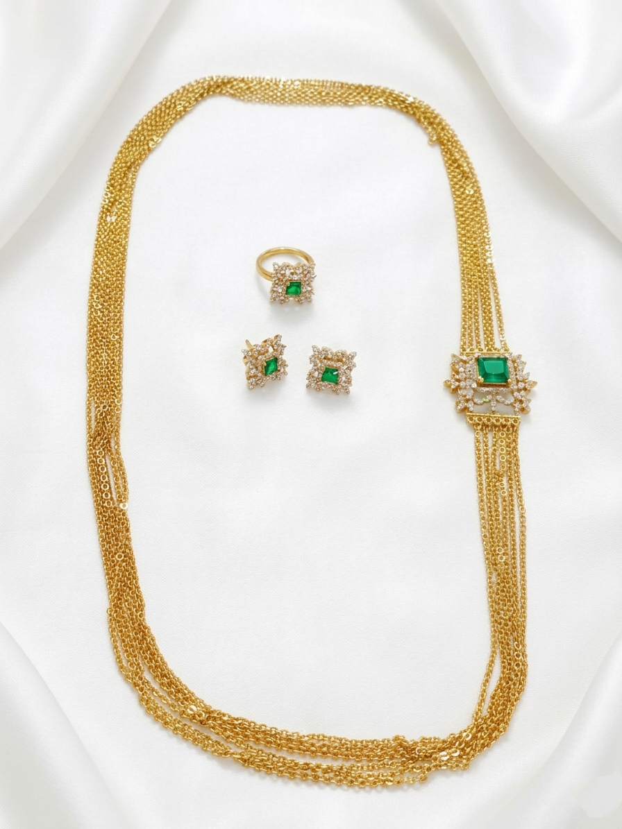 Chandraharam Mugappu Long Necklace Set