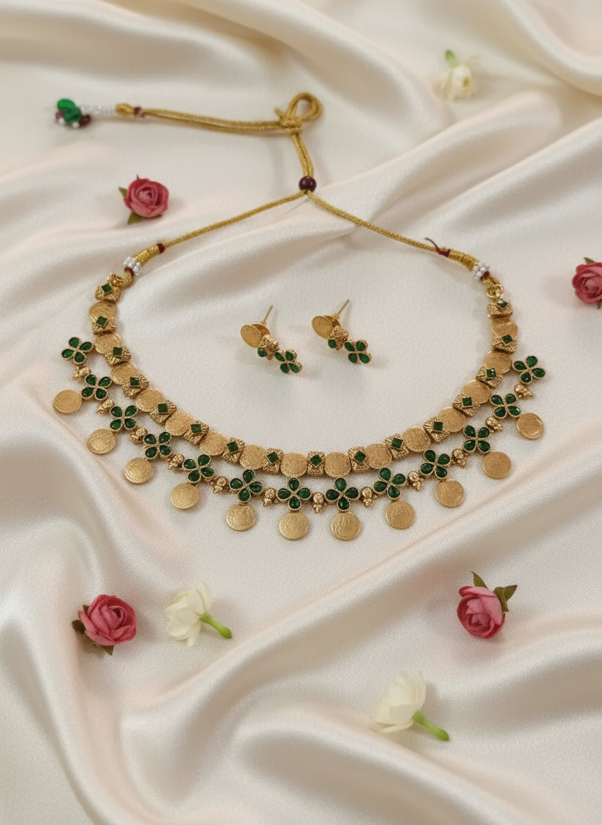 Coin Flower Necklace Set