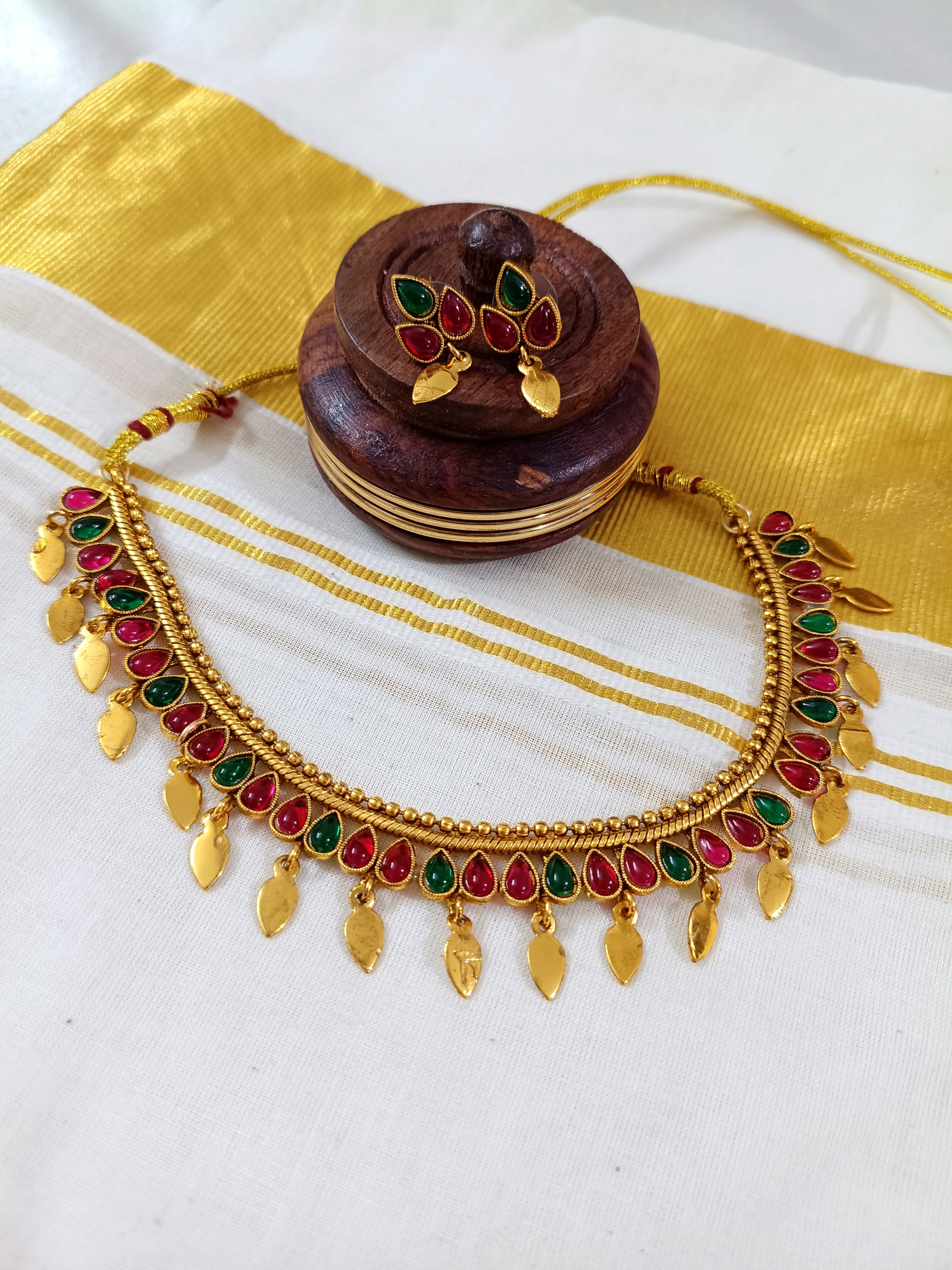 Matte Finish Elakathali Necklace Set V21