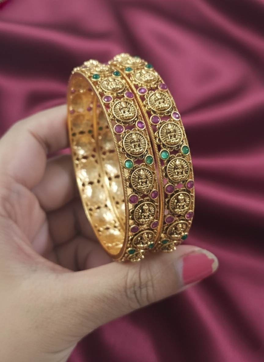 Premium Quality Matte Lakshmi Bangle Set of 2 V2