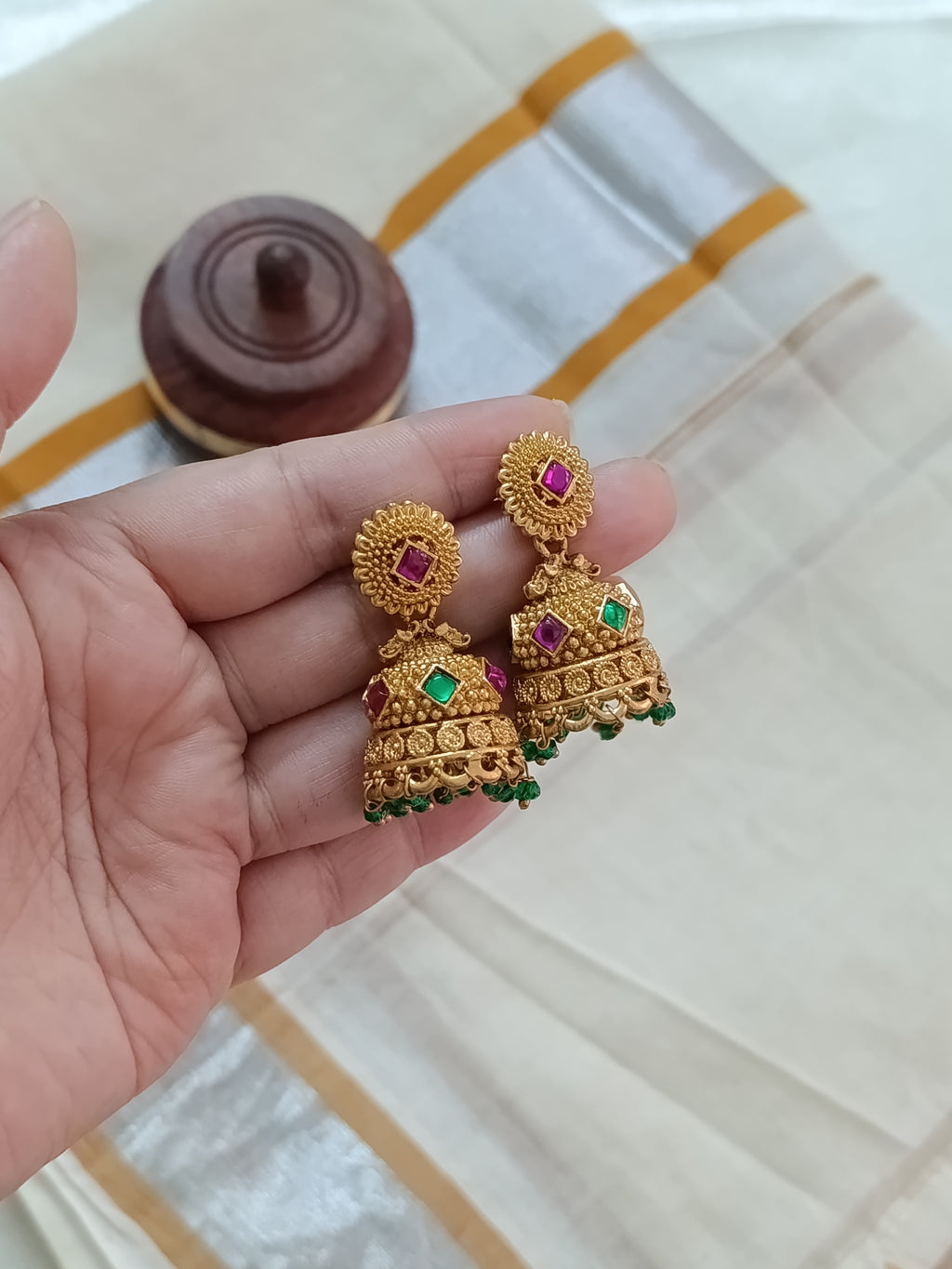 Matte Finish Non Idol Jhumka Earring V3