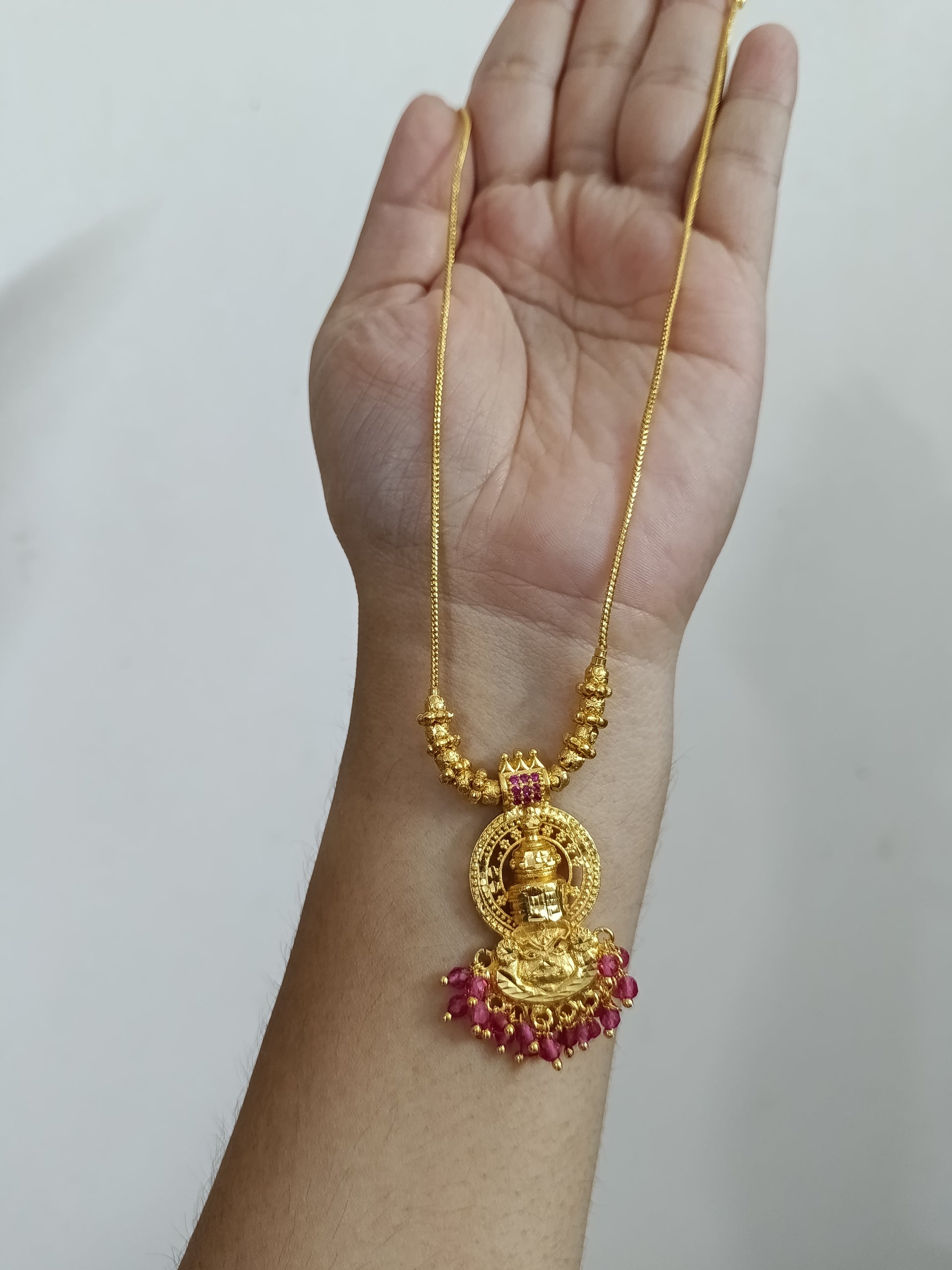 Micro Polish Small Kathakali Pendant Mid Long Necklace