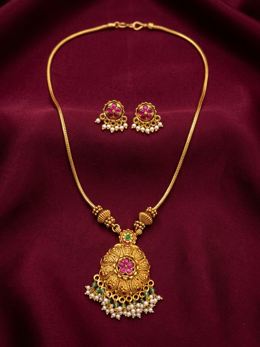 Non Idol Pendant Mid Long Necklace Set V14