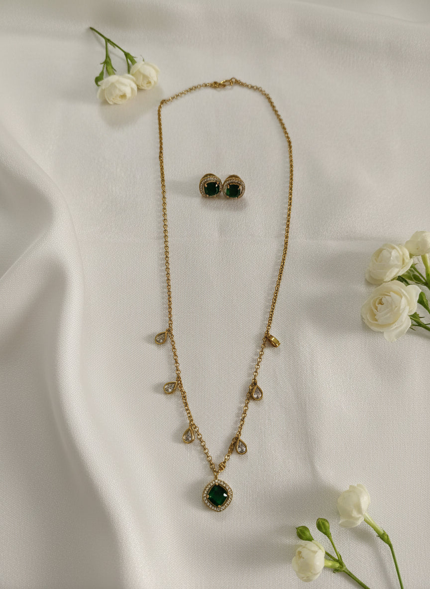 AD Pendant Chain Long Necklace Set