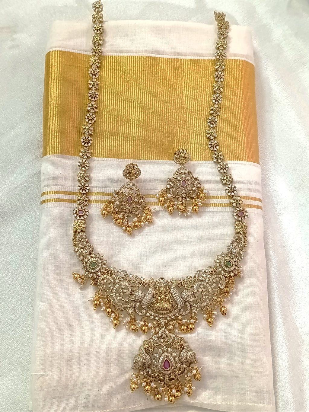 Premium Quality AD Lakshmi Long Necklace Set