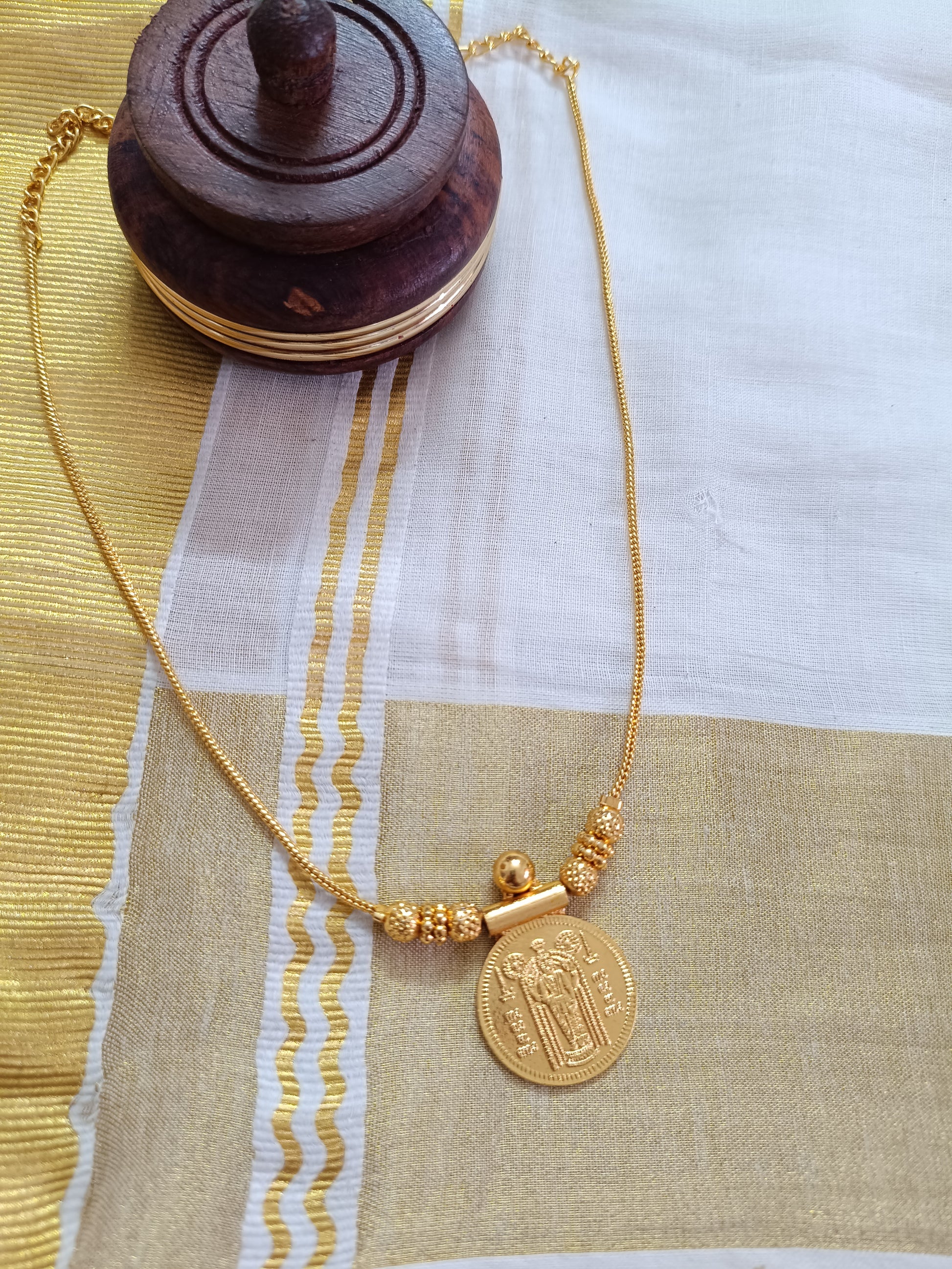 Micro Polish Guruvayoor Appan Pendant Mid Long Necklace