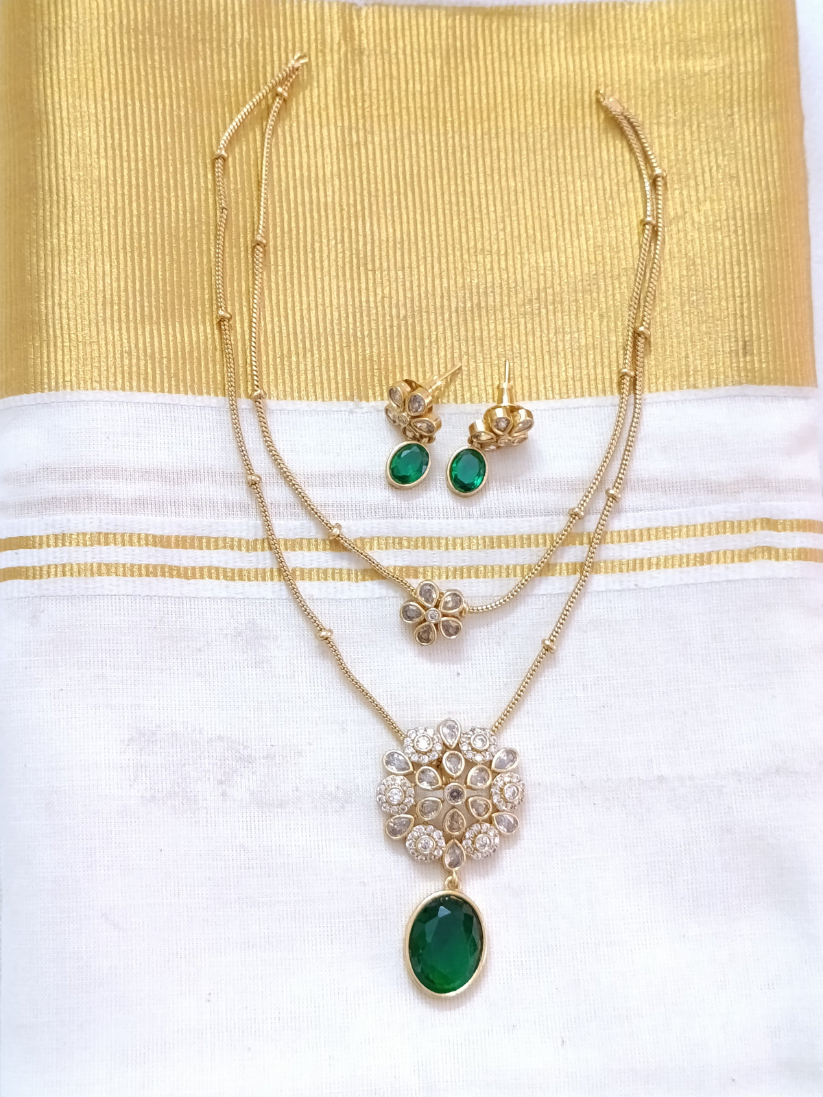 2 Layer AD Pendant Long Necklace Set V2